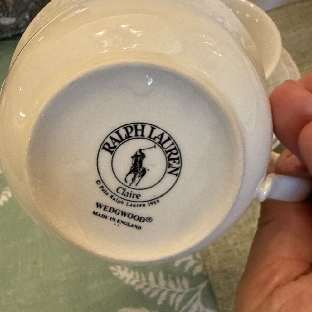 Ralph Lauren Wedgwood White “Claire” Cup & Saucer 6 Sets, Excellent Condition! - Picture 3 of 8